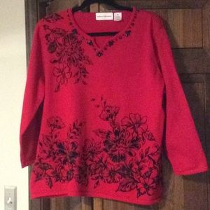 Embellished Red and Black Sweater